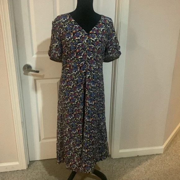 Boden blue red white floral summer boho dress sz 10 - Picture 1 of 4